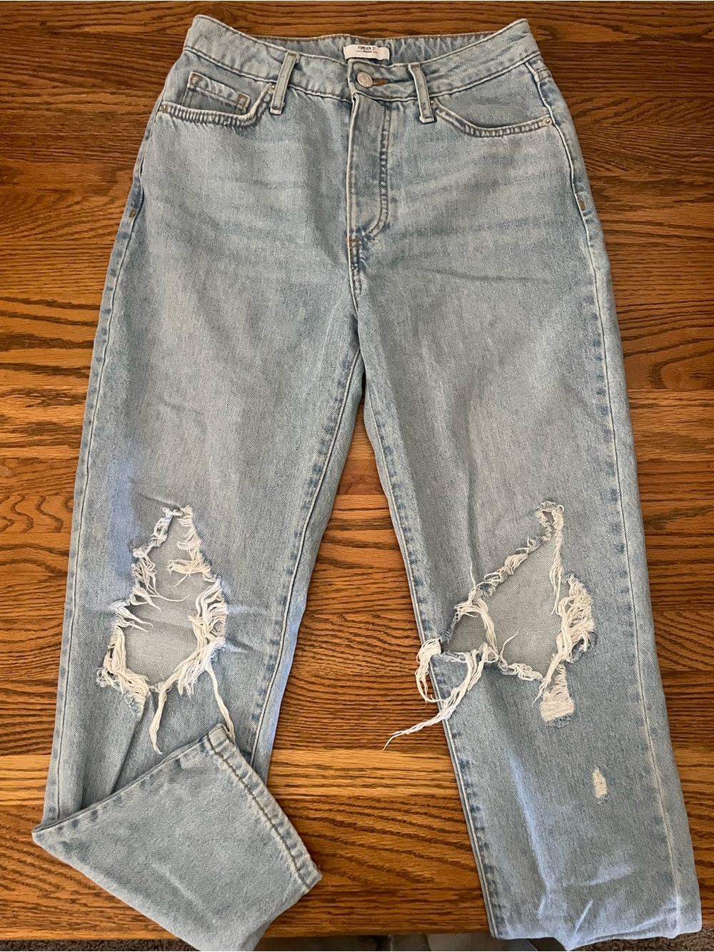 Light Wash Distressed Mom Jeans